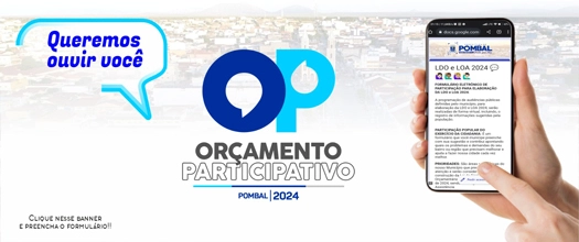 Orçamento Participativo 2024, clique no banner e preencha o formulário