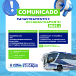 Secretaria de EDUCAÇÃO abre período para cadastro e recadastro do transporte universitário