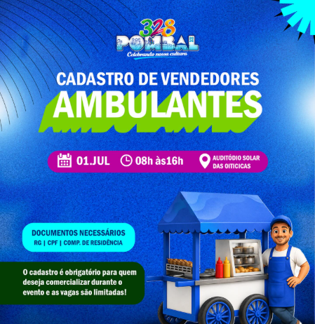 Prefeitura de Pombal realiza cadastro para comerciantes que desejam atuar durante a festa dos 328 anos do município