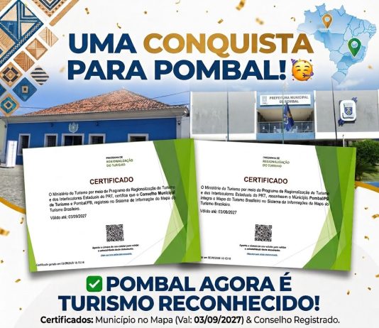 Pombal no Mapa do Turismo Brasileiro! Mais uma conquista da gestão que acredita no potencial da nossa terra.