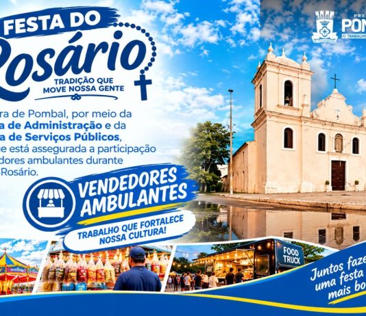 Prefeitura de Pombal realiza cadastramento de comerciantes para a Festa do Rosário 2026.