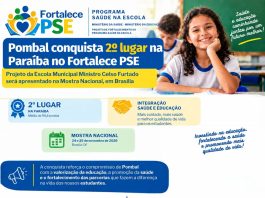 Pombal conquista 2º lugar na Paraíba no Fortalece PSE e terá projeto apresentado em mostra nacional, em Brasília